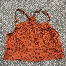 Abercrombie Fitch Rust Color Square Neck Lace Bralette Size Large