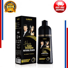 Unik Hair Color Shampoo Natural Black 400ml Instant Dye, Ammonia-Free, Organic
