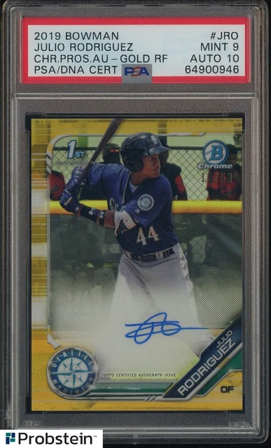 2019 Bowman Chrome Gold Refractor Julio Rodriguez RC 19/50 PSA 9 PSA/DNA 10 AUTO