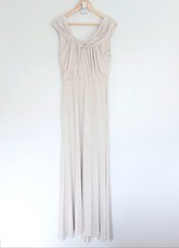 Asos Dress Size 12 Womens Cream Occasion Prom Evening Wear Long Maxi Ruched 