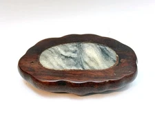 Small Chinese rosewood and marble stand