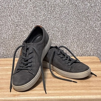 Mens Size 9 ECCO Soft 7 Gray Nubuck Leather Casual Lace Up Sneakers
