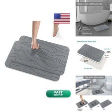 2 Pack Diatomaceous Earth Shower Mat 23.62x15.35 inch Grey Pattern