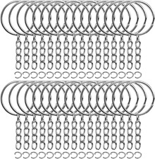 50PCS Bulk Keychains Set, Split Keychains Rings with Chain 1 Inch, Key Rings, Ke