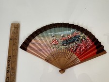 Oriental Paper Decorative Folding Fan Landscape Vintage