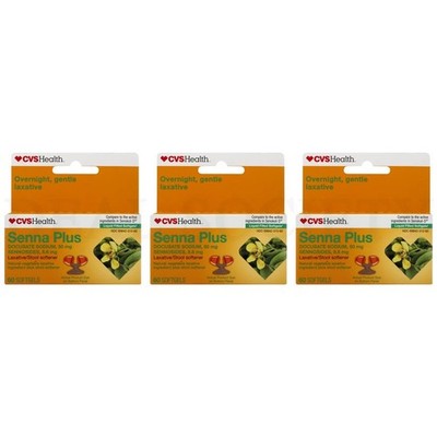 CVS Health Senna Plus Softgels Laxative/Stool Softener 60 Ct Each Lot of 3