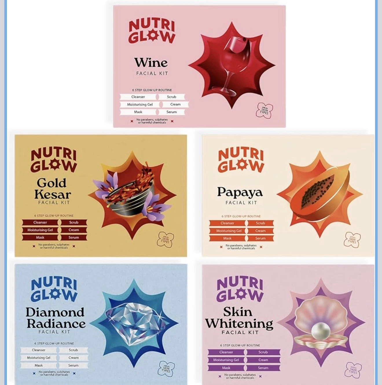 NutriGlow Facial Kit for Glowing Skin 5 Step At Home Facial 5x60g