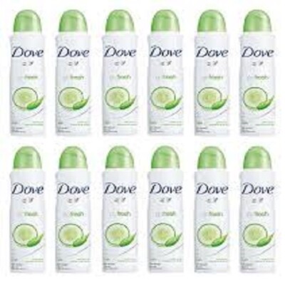 12 Stück DOVE GO FRESH GURKE UND GRÜNER TEE Deodorant Körper Spray 250ml MAXI FORMAT