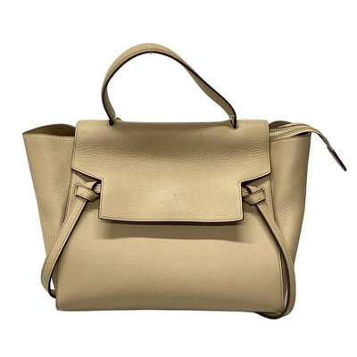 Auth CELINE Belt Bag Mini - Beige Grained Calfskin Handbag