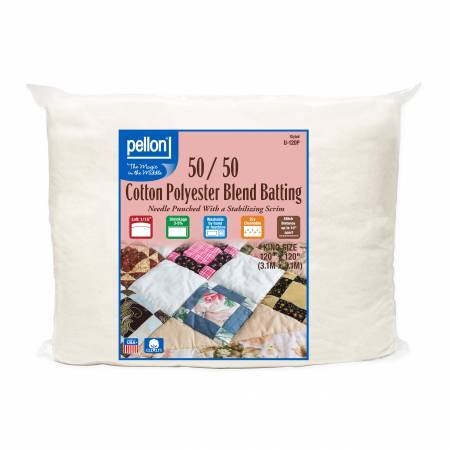 U-120P 50/50 misto cotone poli con scrim batting king 120 pollici x 120 pollici - Pellon - Foto 1 di 1