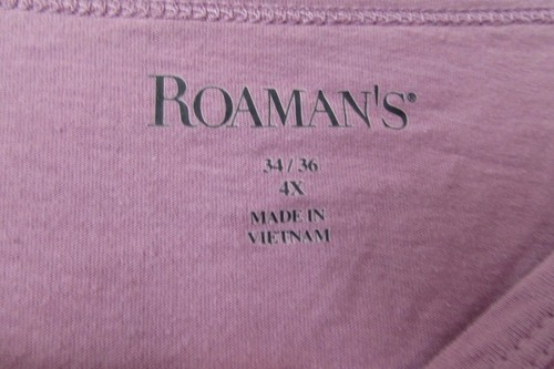 ROAMAN's size 4X 34/36 long sleeved cotton lavender keyhole shirt blouse top - Picture 5 of 5