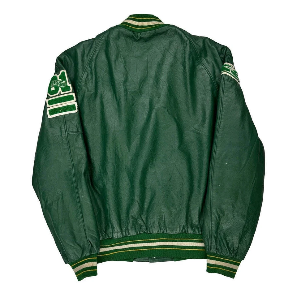 Made In Usa Holloway Varsity Jacket - Large Green Leather - Image 2 of 4