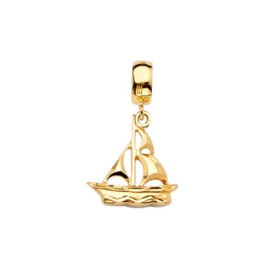 14K Gold Nautical Boat Charm Pendant Mix & Match For Bracelet Necklace Chain