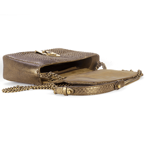 CHANEL Bag Classic Single Flap Small Gold PYTHON Leather GHW CERTIFIED AUTHENTIC - Picture 6 of 9