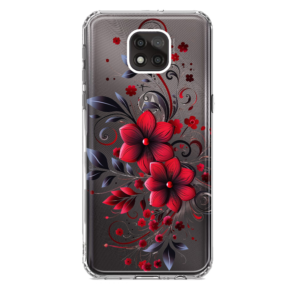 Mundaze Case for Motorola Moto G Power 2021 Black Red Love Flowers