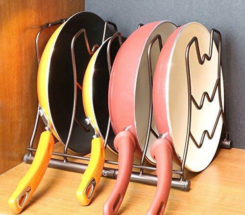 DecoBros Kitchen Counter and Cabinet Pan Organizer Shelf Rack, Bronze - Picture 4 of 7