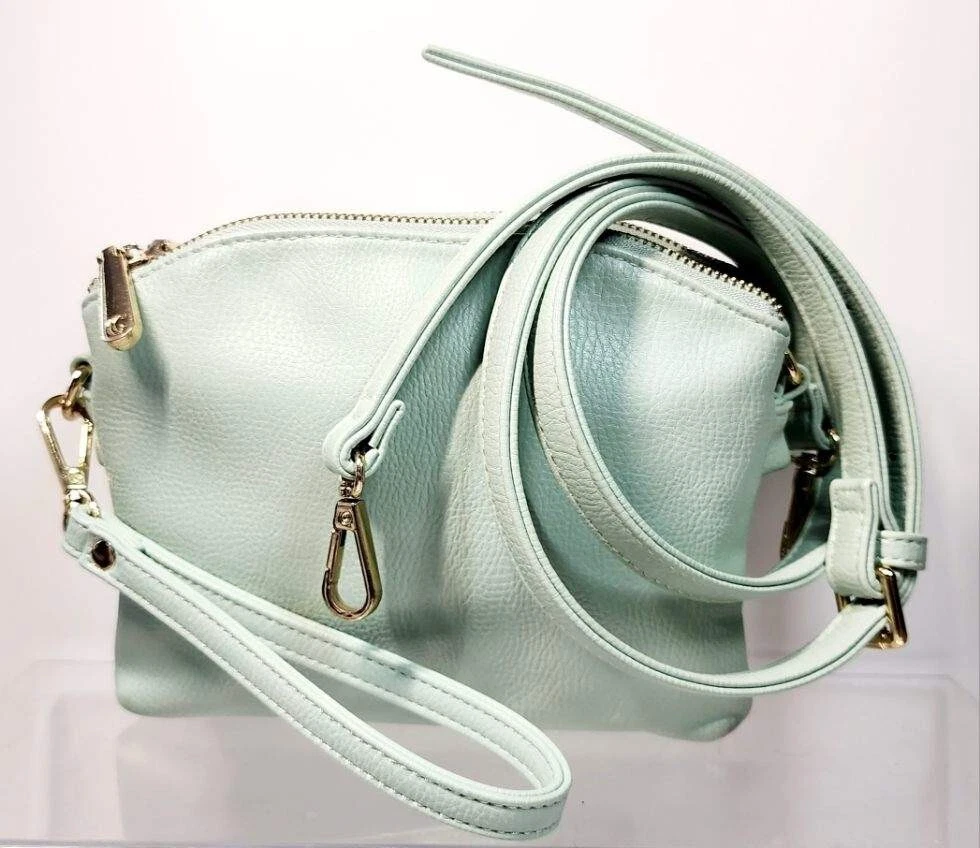 Charming Charlie Purse Mint Green Crossbody Bag Wristlet Vegan