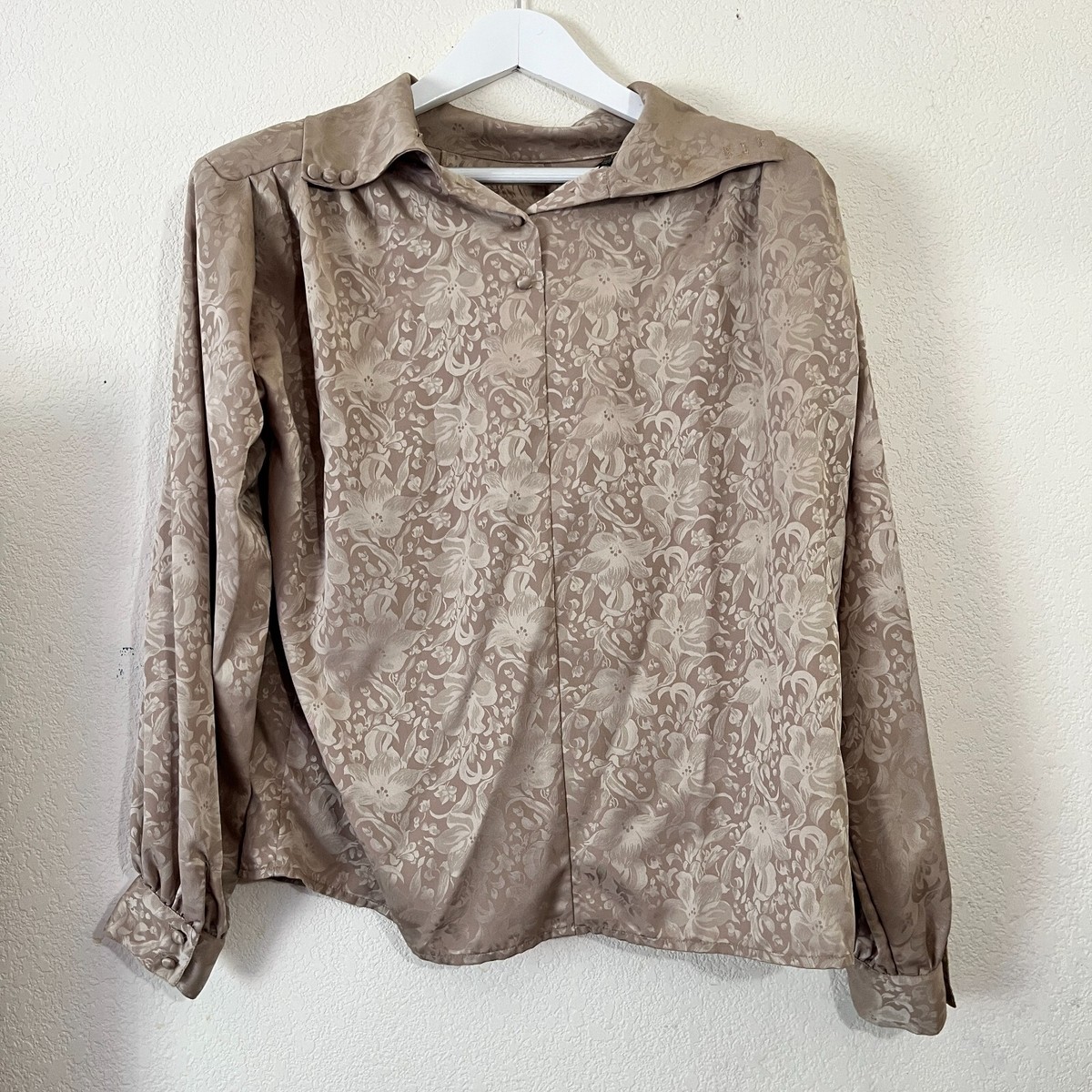 Vintage Epitome Womens Long Sleeve Floral Jacquard Blouse Size 14