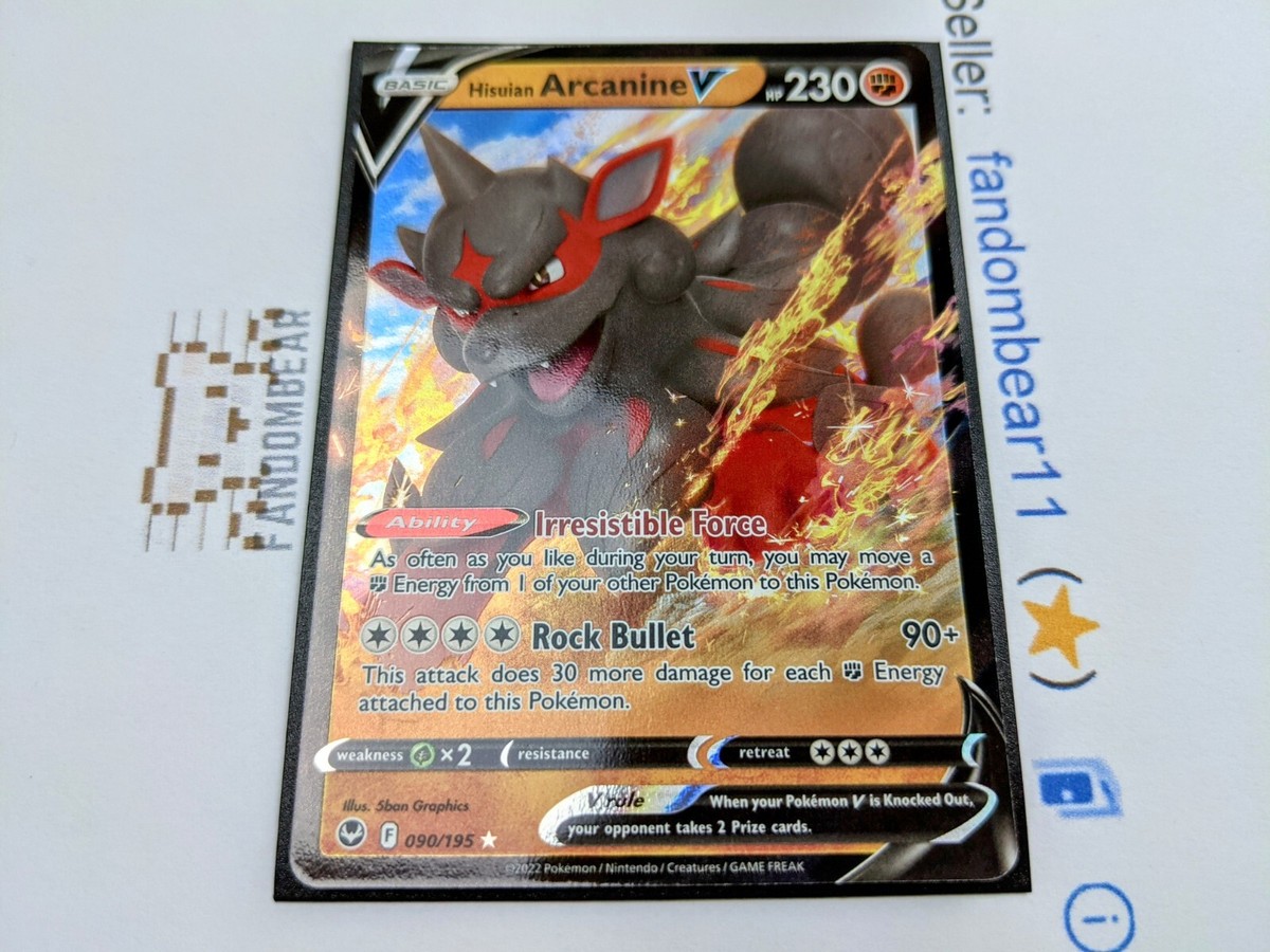 pokemon tcg silver tempest 090 195 hisuian arcanine v card 090/195- - Ultra Rare Silver Tempest Singles Hisuian Arcanine V #179 Pokemon