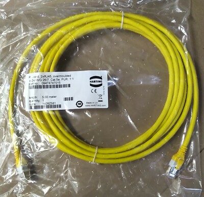 HARTING 09474747015, ETHERNET CABLE, RJI CORD, CAT. 5E, 5 METER