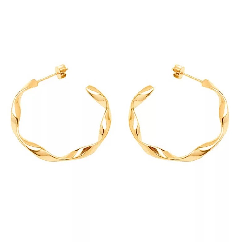 Earrings Gold Hoop Earrings Ladies 24 Carat Gold Plated Watertight
