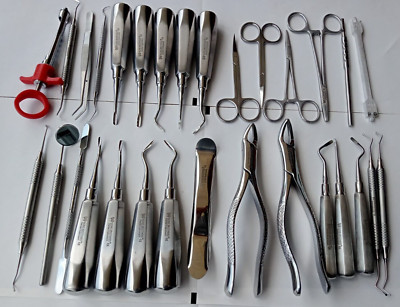 German Grade 30 Pc Oral Dental Surgery Extracting Elevators Forceps Inst Kit Set