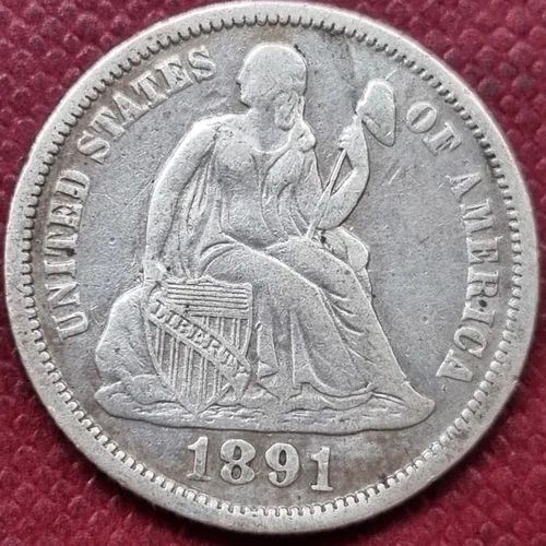 1891 Seated Liberty Dime 10c Better Grade XF Details #70088