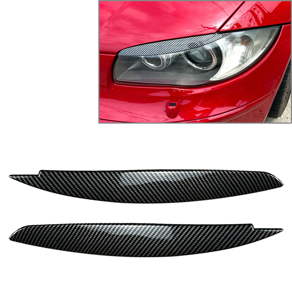 Black Plastic Headlight Eyebrows For BMW 1 Series E87/E88/E81/E82 - M-Style Eyelids