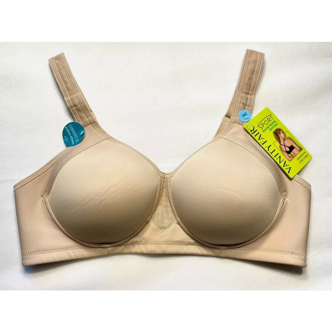 NWT Vanity Fair Women's 38C FullFigure Wireless Sports Bra 71500 Neutral eBay