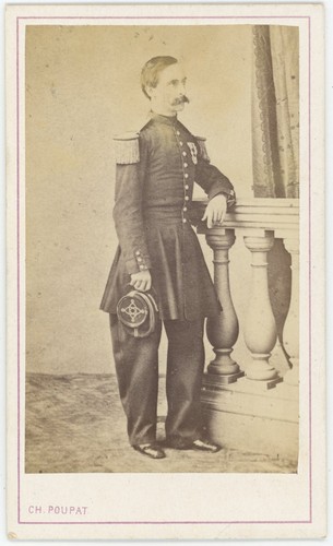 Photo CDV Militaire Originale - Capitaine D'artillerie Médaillé - Strasbourg 1865
