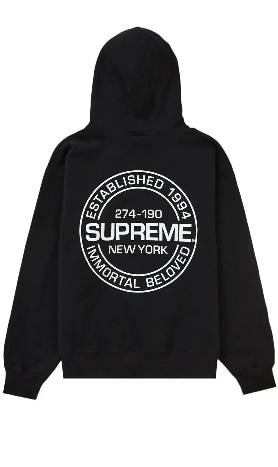 SWEAT SHIRT NOIR À CAPUCHE SUPREME NY IMMORTAL CIRCLE TAILLE PETITE SS24 NEUF