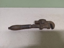 vintage antique wooden handled pipe wrench industrial