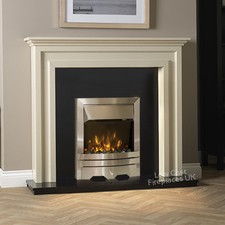 ELECTRIC CREAM BLACK SILVER FIRE MODERN FLAME WALL SURROUND FIREPLACE SUITE 48"