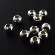 Sterling Silver 4mm Smooth Round Beads Sold Per 10 Pieces 