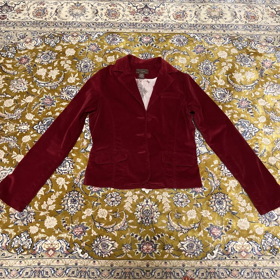 Blazer Chaqueta Forrada Ajustada Mujer Talla 4 Noche/Salida Fiesta Terciopelo Rojo Foto 2 de 4