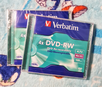 Verbatim DVD-RW 4,7GB 4x 120min Jewel Case Single Disc - BRANDNEU 2er Set