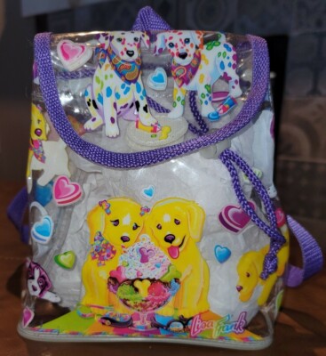Vintage Rare Lisa Frank Vinyl Backpack Glow in the Dark Clear Casey & Caymus 