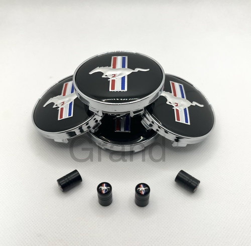 8 Piece Mus tang Wheel Rim Center Caps & Air Caps 60mm GT Horse Set - Picture 2 of 8