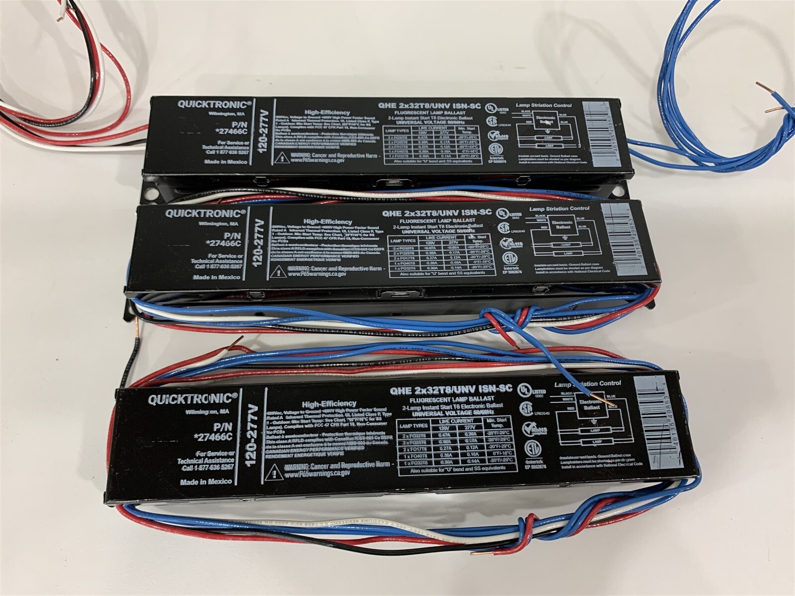 NOS LOT OF 3 Quicktronic 27466C QHE 2X32T8 UNV ISN SC Lamp Ballast P4-6