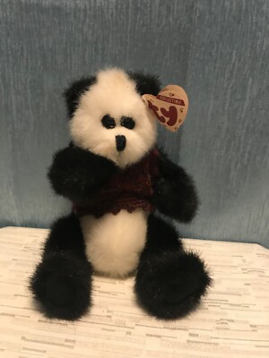 NWT TY Fern 1993 Beanies Attic Treasures Green Plush Jointed Bear 8