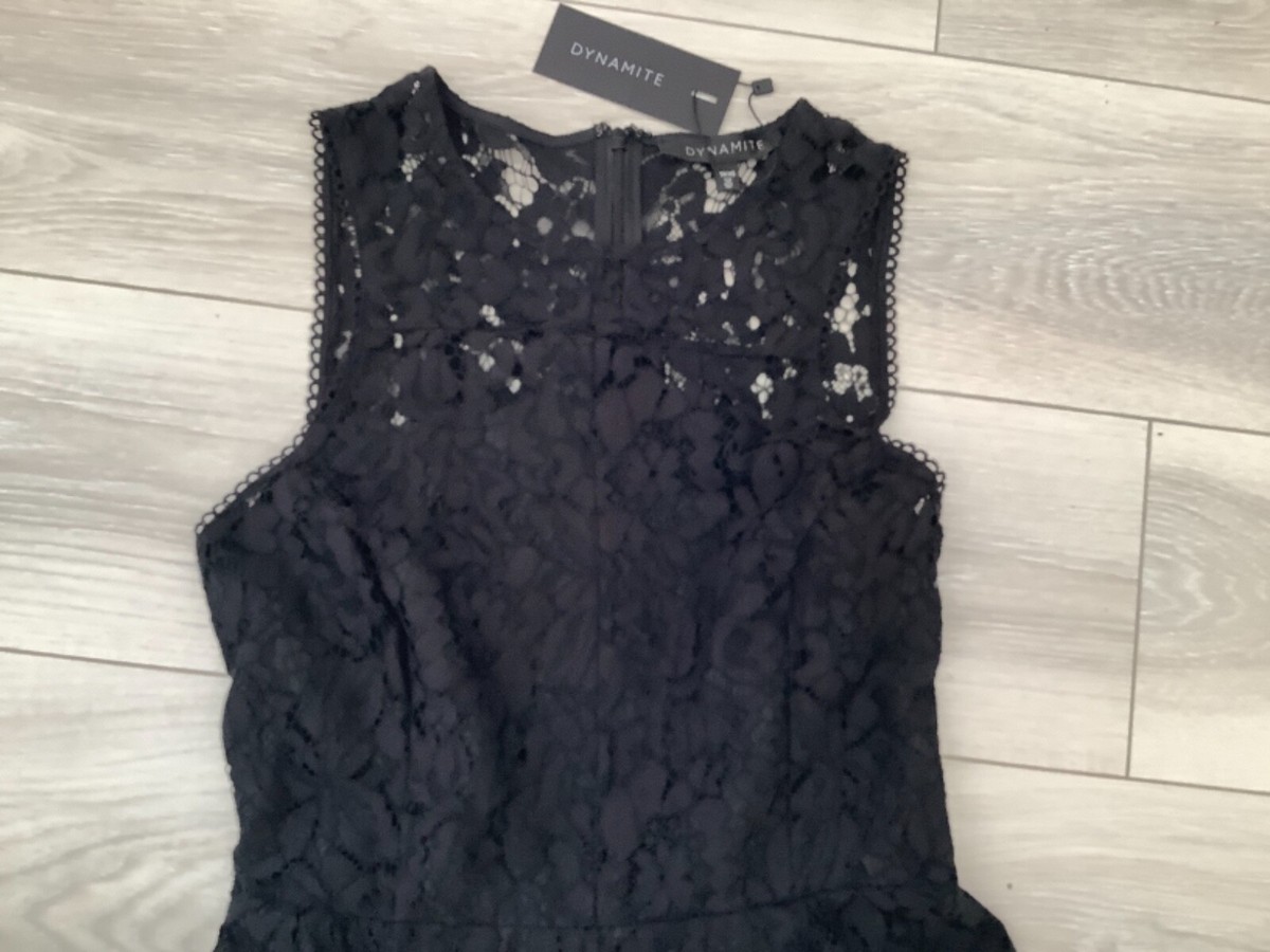 DYNAMITE Fit & Flare Lace Dress Jet Black size XS New | eBay DYNAMITE Fit & Flare Lace Dress Jet Black size XS New | eBay