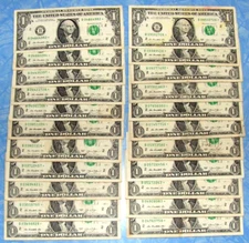 Lot of 22 RARE Duplicate B Star Note $1 Bill New York 2013 Error Replacements!