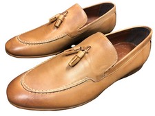 Designer Slipper Beige Leather Moccasin Handmade Men's Shoes 41