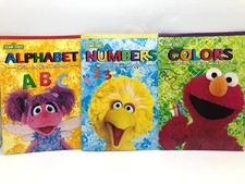3 SESAME STREET WRITE ON WIPE OFF CHILDREN BOOKS FUN WITH COLORS NUMBERS LETTERS