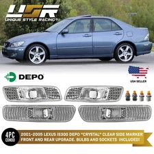 Euro Chrome Clear Front+Rear Bumper Side Marker Lights For 2000-2005 Lexus IS300