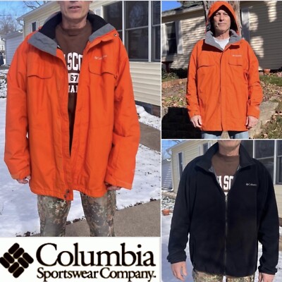 Columbia Omni-Tech Interchange 3-in-1 Orange Shell Jacket! EUC! | eBay