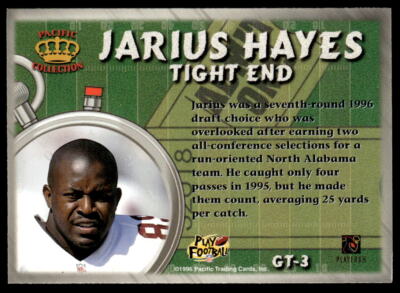 Jarius Hayes 1996 Pacific Litho-Cel #GT-3 Arizona Cardinals