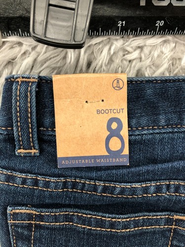 Lands' End Bootcut Jeans Size 8 Girls Dark Wash Blue Adjustable Waist - Picture 7 of 13