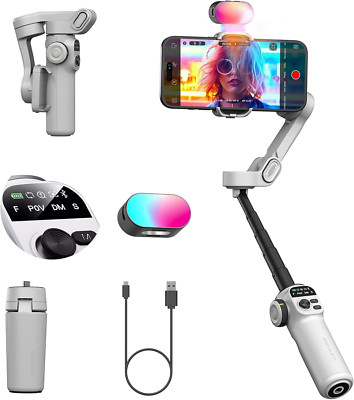 Smart X2 Gimbal Stabilizer with RGB Light & Selfie Stick - White X2 KIT