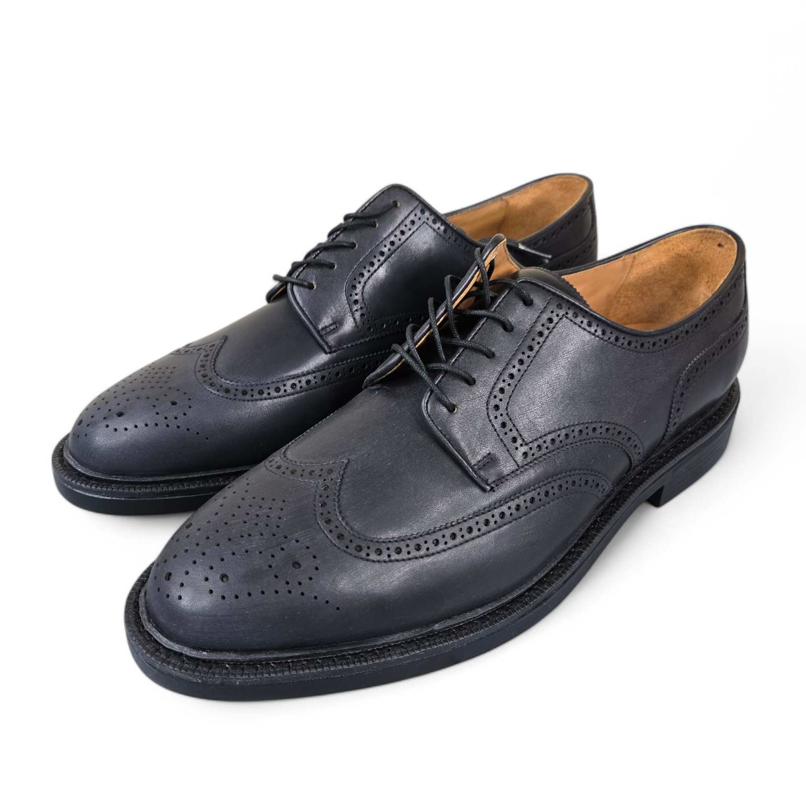 SAOLA Scarpe Polo Ralph Lauren uomo 12 D nere punte alari Asher Brogue Derby Vibram